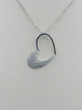 Load image into Gallery viewer, Tilted Open Diamond Heart Pendant &amp; Chain - 14K White Gold