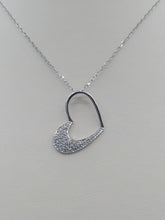 Load image into Gallery viewer, Tilted Open Diamond Heart Pendant &amp; Chain - 14K White Gold