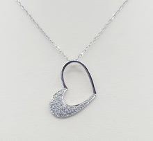 Load image into Gallery viewer, Tilted Open Diamond Heart Pendant &amp; Chain - 14K White Gold