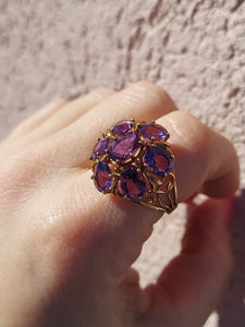 Amethyst Cocktail Ring - 10K Yellow Gold - Estate Piece