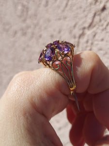 Amethyst Cocktail Ring - 10K Yellow Gold - Estate Piece