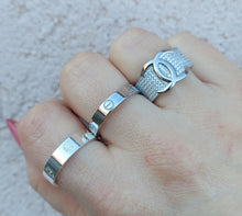 Load image into Gallery viewer, Pave Designer Inspired C C Ring - Sterling Silver