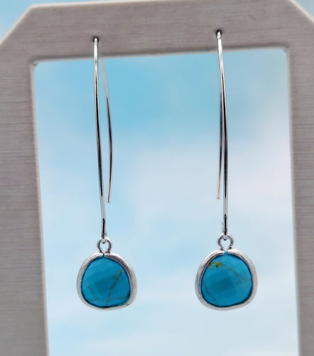 Flat Turquoise & Silver  - Gemstone Threader Earring LIMITED EDITION