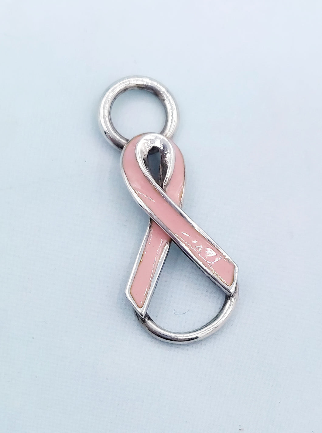 Breast Cancer Pink Ribbon Clasp - Sterling Silver