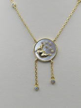 Load image into Gallery viewer, Mother of Pearl Moon &amp; Stars Necklace - Gold Plated Sterling Silver