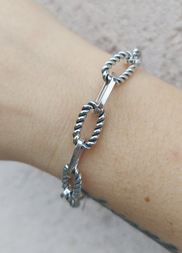 Silver Italian Cable Paperclip Bracelet