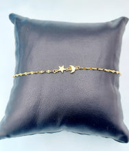 Load image into Gallery viewer, 9&quot; Star and Moon Anklet Bracelet - Gold Plated