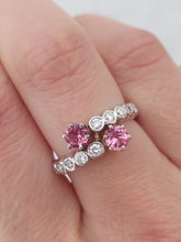 Load image into Gallery viewer, Pink Spinel &amp; Diamond Bypass Ring - 14K White Gold