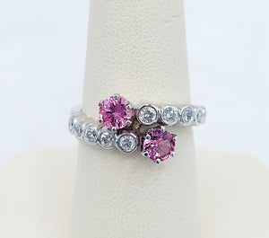 Pink Spinel & Diamond Bypass Ring - 14K White Gold