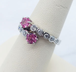 Pink Spinel & Diamond Bypass Ring - 14K White Gold