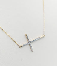 Load image into Gallery viewer, Diamond Sideways Cross - 14K Yellow Gold