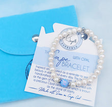 Load image into Gallery viewer, White Pearl with Denim Blue Opal - The TJazelle Cape Bracelet