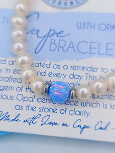 White Pearl with Denim Blue Opal - The TJazelle Cape Bracelet