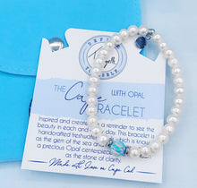 Load image into Gallery viewer, White Pearl with Seafoam Green Opal Bracelet - TJazelle Cape Bracelet Reverse