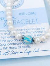 Load image into Gallery viewer, White Pearl with Seafoam Green Opal Bracelet - TJazelle Cape Bracelet Reverse