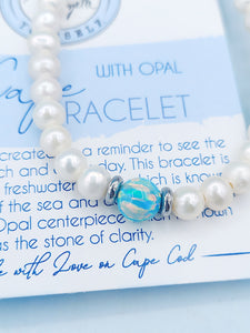 White Pearl with Seafoam Green Opal Bracelet - TJazelle Cape Bracelet Reverse