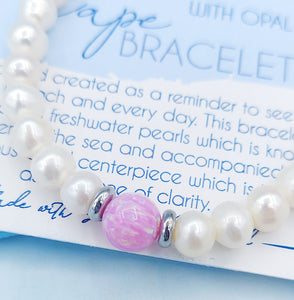 White Pearl with Pink Opal Bracelet - TJazelle Cape Bracelet Reverse