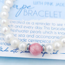 Load image into Gallery viewer, White Pearl with Pink Jade Bracelet - TJazelle Cape Bracelet