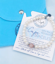 Load image into Gallery viewer, White Pearl with Peach Moonstone - TJazelle Cape Bracelet