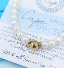 Load image into Gallery viewer, White Pearl with Gold Filled Ball - The Cape Bracelet Reverse