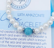Load image into Gallery viewer, White Pearl with Peruvian Amazonite - The TJazelle Cape Bracelet