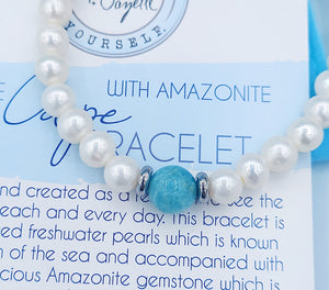 White Pearl with Peruvian Amazonite - The TJazelle Cape Bracelet