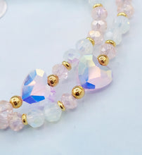 Load image into Gallery viewer, 8 Inch Heart Opal &amp; Pink Beaded Bracelet - Stash
