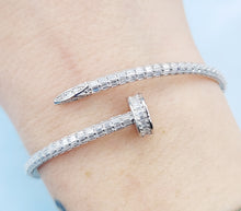 Load image into Gallery viewer, The Sparkle Nail Bangle - Sterling Silver