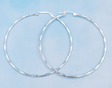 Load image into Gallery viewer, 2.5" Large Thin Diamond Cut Hoops - Sterling Silver