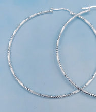 Load image into Gallery viewer, 2.5" Large Thin Diamond Cut Hoops - Sterling Silver