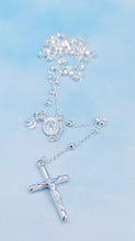 Load image into Gallery viewer, Diamond Cut Rosary Bead Necklace - Sterling Silver