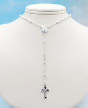 Load image into Gallery viewer, Polished Rosary Bead Necklace - Sterling Silver