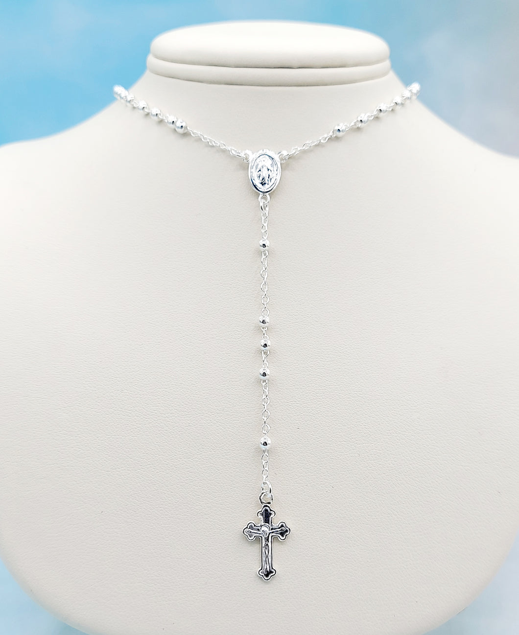 Polished Rosary Bead Necklace - Sterling Silver – Marie's Jewelry