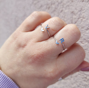 Heart and Initial/Letter Bypass Ring