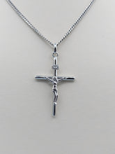 Load image into Gallery viewer, Crucifix Cross Pendant &amp; Rhodium Chain - Sterling Silver