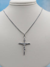 Load image into Gallery viewer, Crucifix Cross Pendant &amp; Rhodium Chain - Sterling Silver