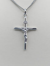 Load image into Gallery viewer, Crucifix Cross Pendant &amp; Rhodium Chain - Sterling Silver