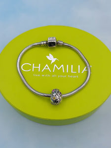 6.7" Easter Colored CZ Egg & Bracelet - Chamilia Charm Bracelet