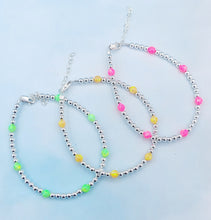 Load image into Gallery viewer, Neon &quot;Opals By The Yard&quot; Silver Beaded Bracelet Our Whole Heart