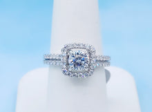 Load image into Gallery viewer, .78 Carat Round Brilliant with Square Halo Engagement Ring - 14K White Gold