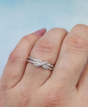 Load image into Gallery viewer, Petite X Ring with CZ's - Sterling Silver