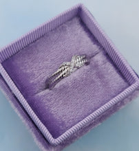 Load image into Gallery viewer, Petite X Ring with CZ's - Sterling Silver
