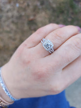 Load image into Gallery viewer, Engagement Ring &amp; Wedding Band Set - 14K White Gold - GIA