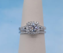 Load image into Gallery viewer, Engagement Ring &amp; Wedding Band Set - 14K White Gold - GIA