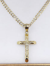 Load image into Gallery viewer, Crucifix with Two Tone Curb Chain  - 14K Gold