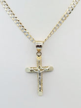 Load image into Gallery viewer, Crucifix with Two Tone Curb Chain  - 14K Gold
