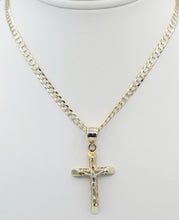 Load image into Gallery viewer, Crucifix with Two Tone Curb Chain  - 14K Gold
