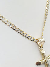 Load image into Gallery viewer, Crucifix with Two Tone Curb Chain  - 14K Gold