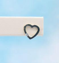 Load image into Gallery viewer, Open Heart Stud Earrings with Diamonds - 14K Yellow Gold