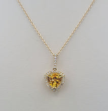 Load image into Gallery viewer, Trillion-Cut Citrine and Diamond Pendant &amp; Chain  - 14K Yellow Gold